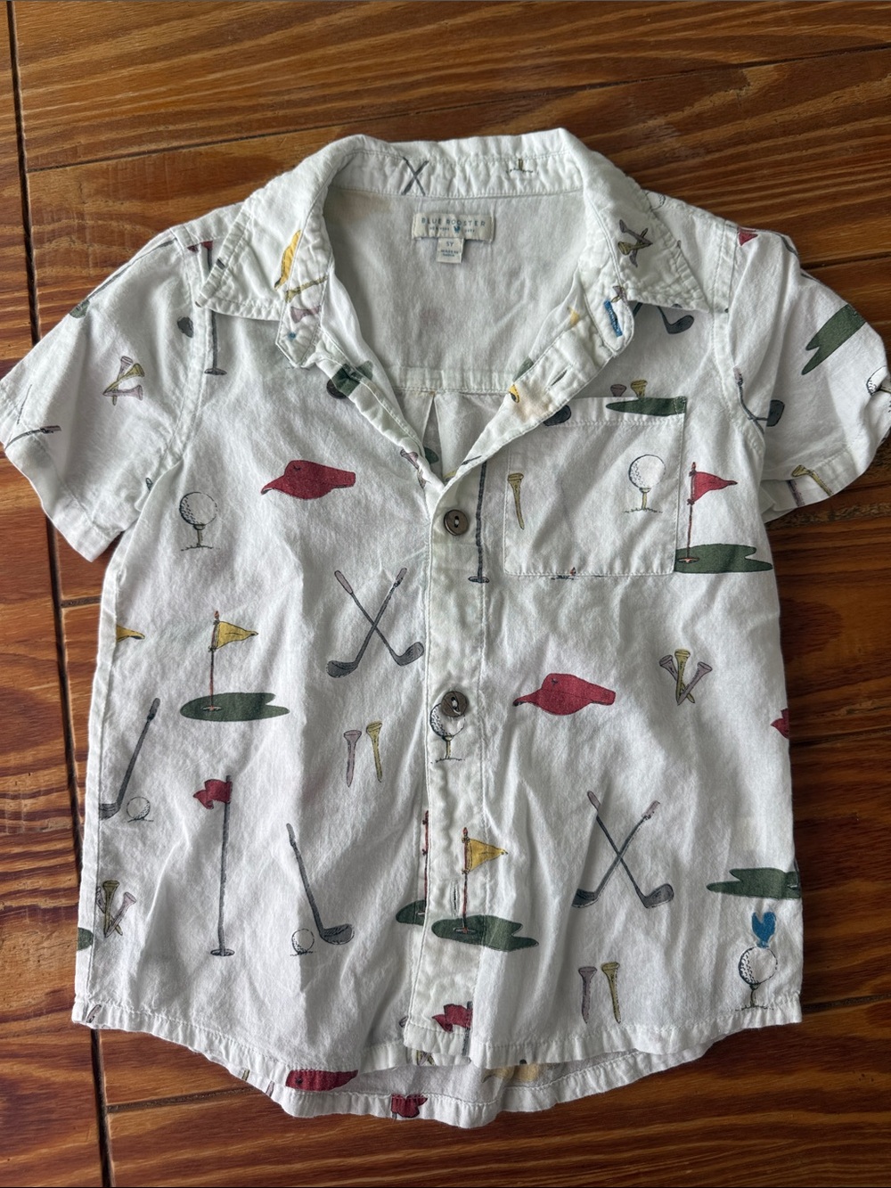 Blue Rooster Boys Short-Sleeve Golf Print Shirt